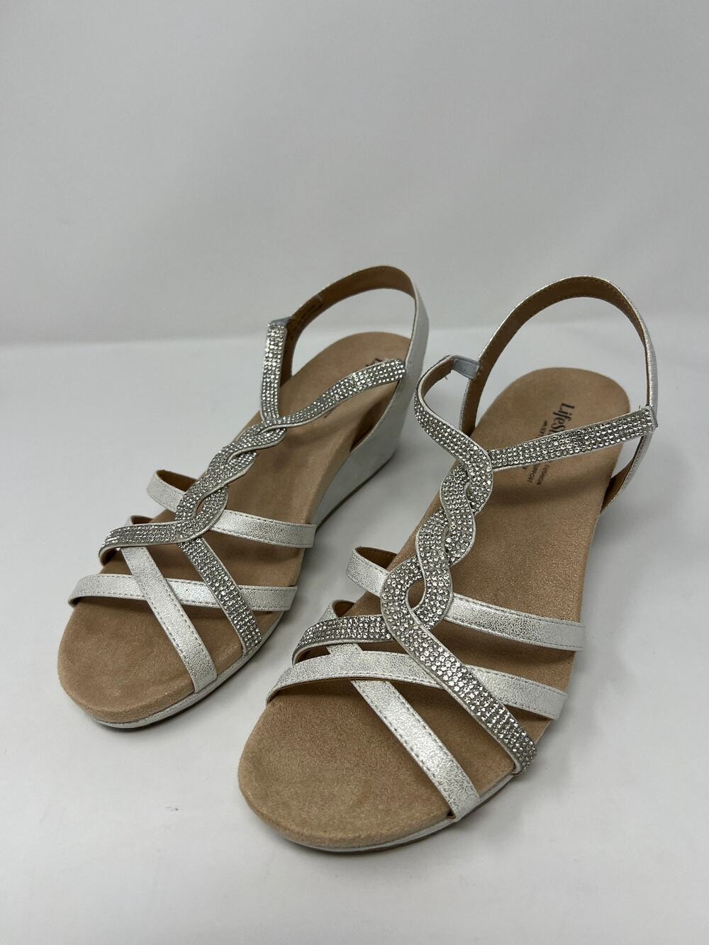 LifeStride Women's 8.5M Miami Strappy Silver Wedge